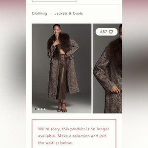 Anthropologie Brown Trench Coat with Faux Fur